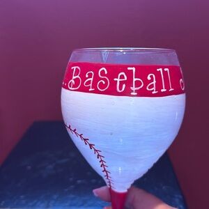Baseball Mom wine glass